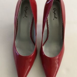 Qupid Red Patent high heel Shoes Sz 8